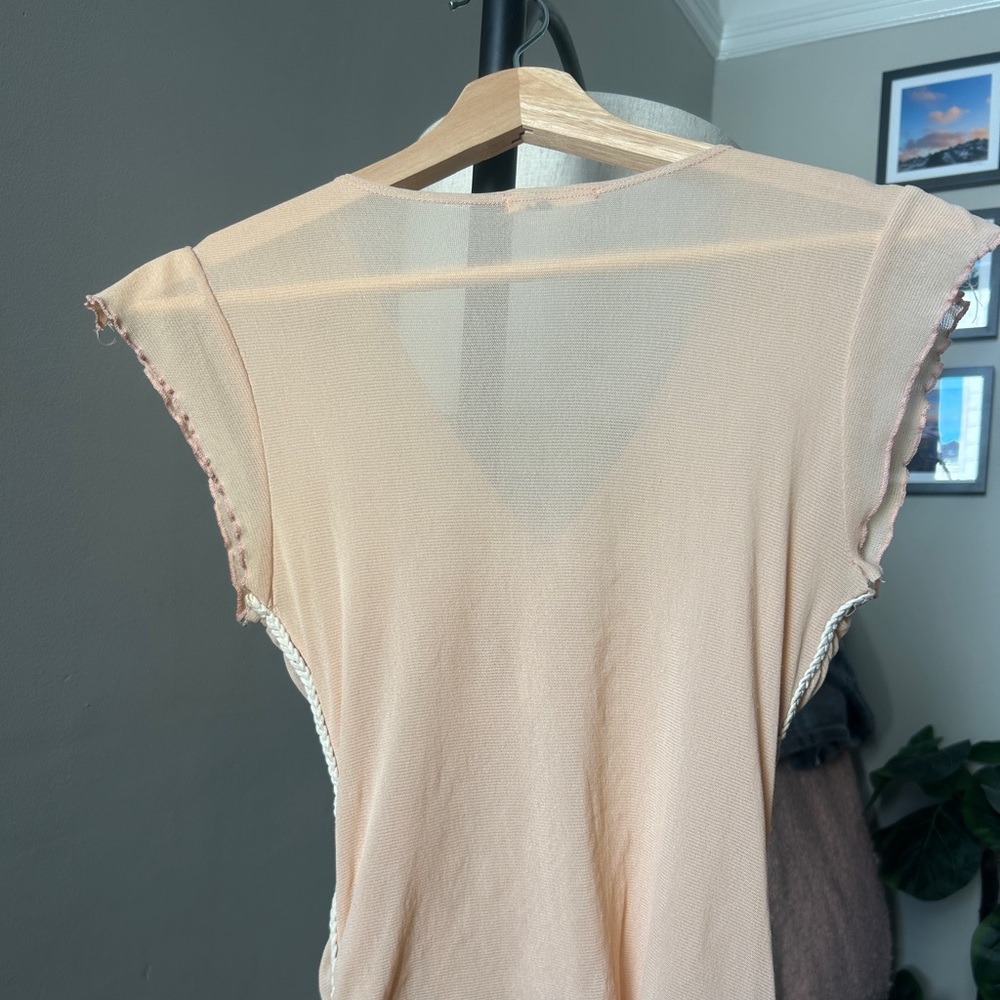 Mesh Ruffled Top - Peach/Light pink - Picture 5 of 6